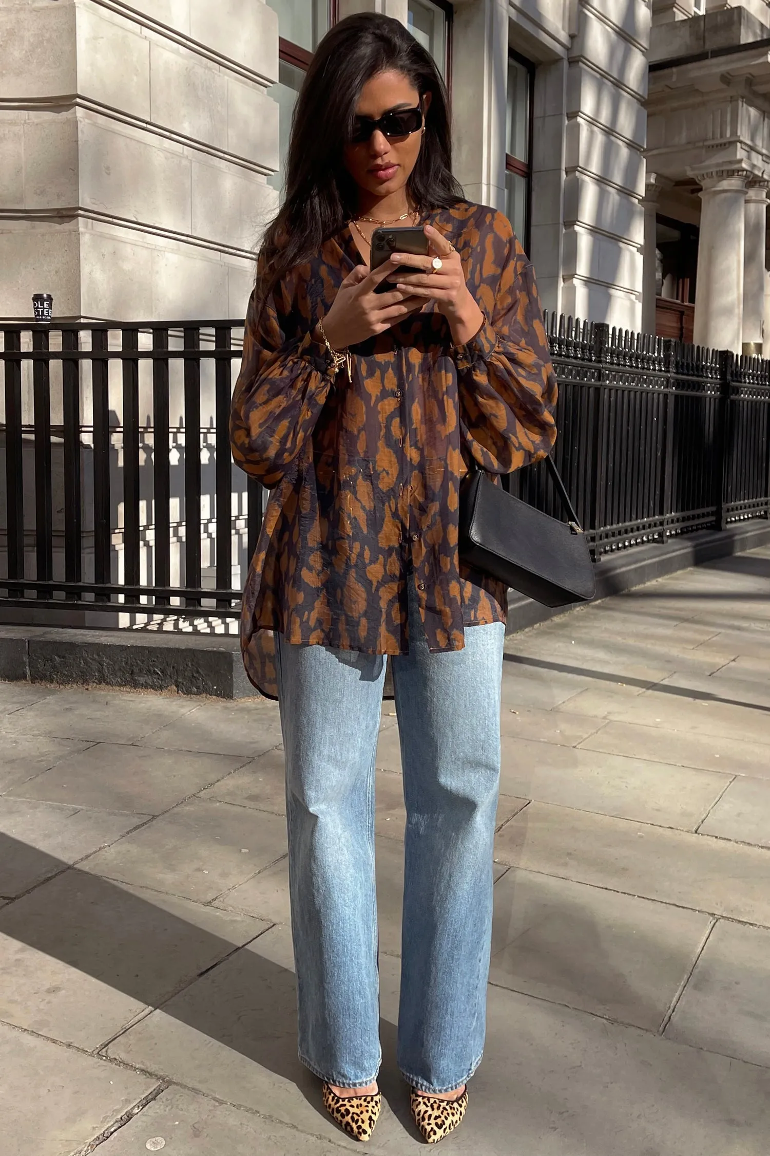 Brown Animal Oversized Shirt