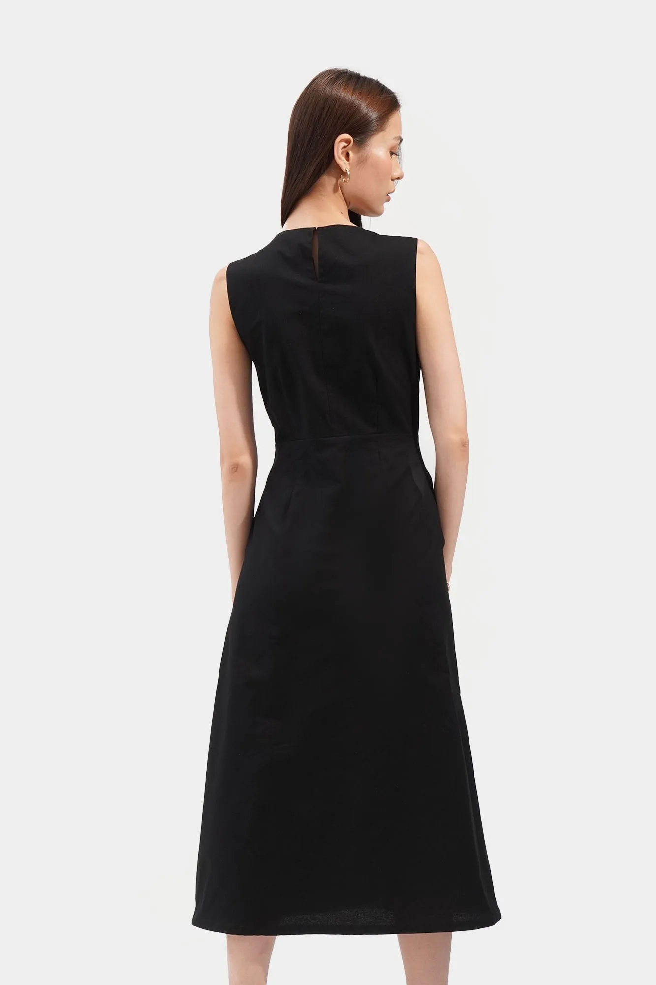 Button Front A-Line Maxi Dress