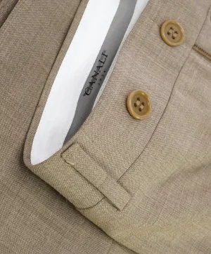 CANALI - Camel Beige Summer Solid Flat Front Dress Pants - 40W