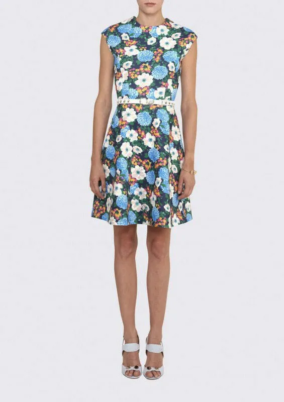 Cap Sleeve Floral Flare Dress