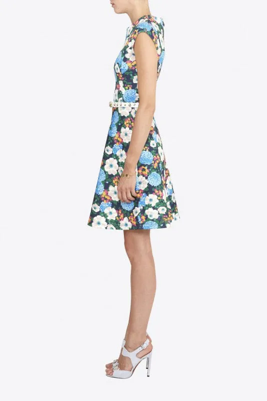 Cap Sleeve Floral Flare Dress