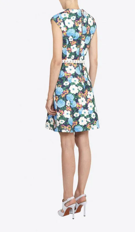Cap Sleeve Floral Flare Dress