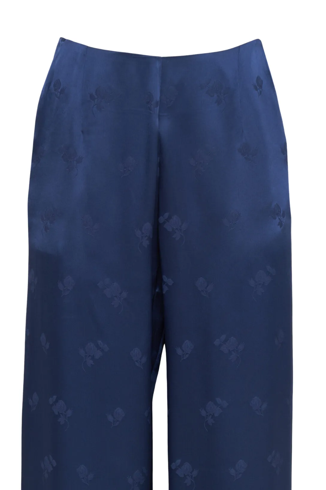 Capalbio High Waist Trouser | Blue Jacquard