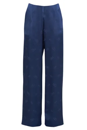 Capalbio High Waist Trouser | Blue Jacquard
