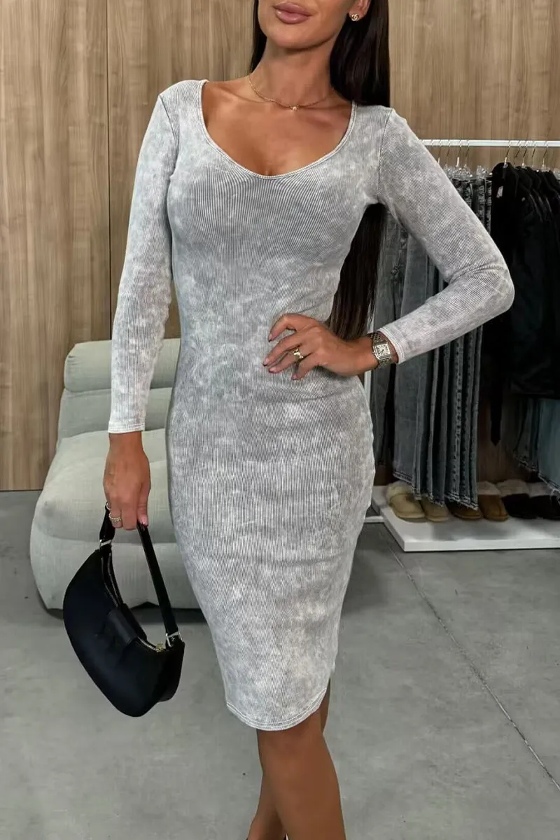 Casual Distressed V Neck Wrapped Skirt Dresses(4 Colors)