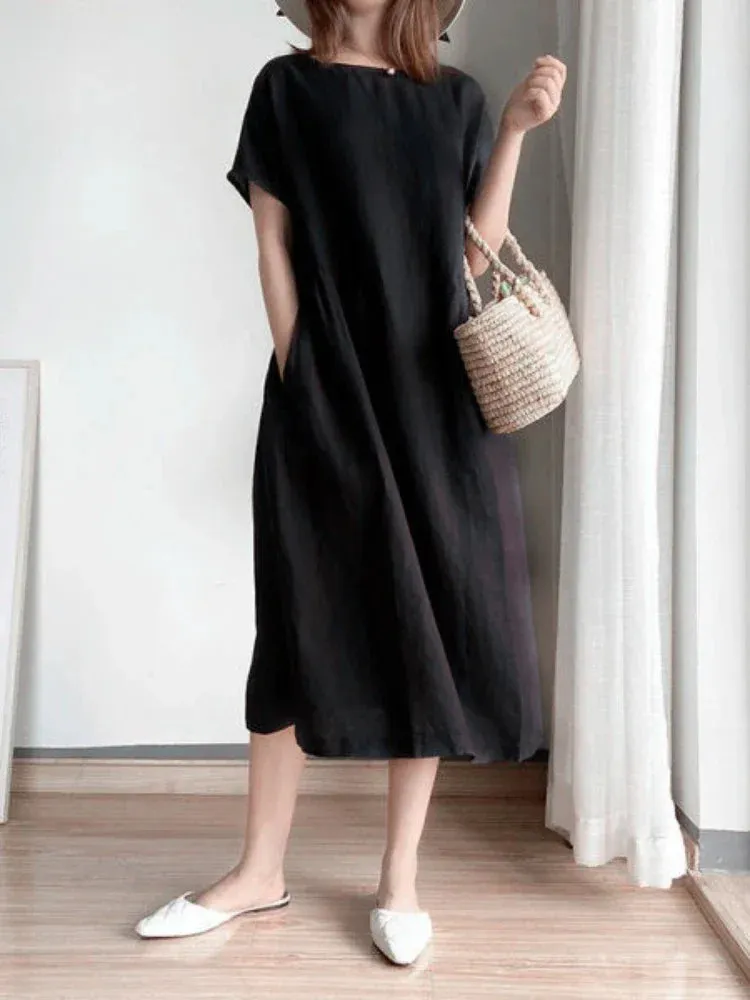 Casual Loose A-Line Midi Dress for Women