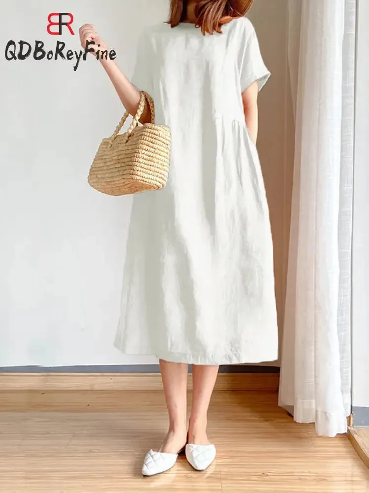 Casual Loose A-Line Midi Dress for Women