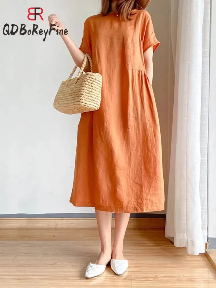 Casual Loose A-Line Midi Dress for Women