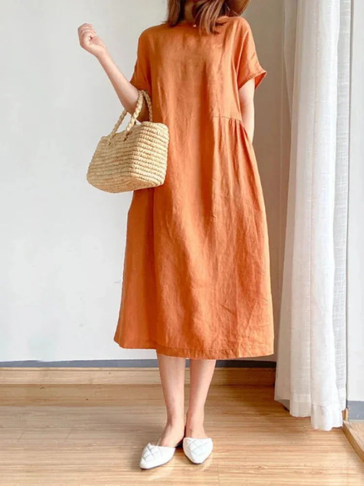 Casual Loose A-Line Midi Dress for Women
