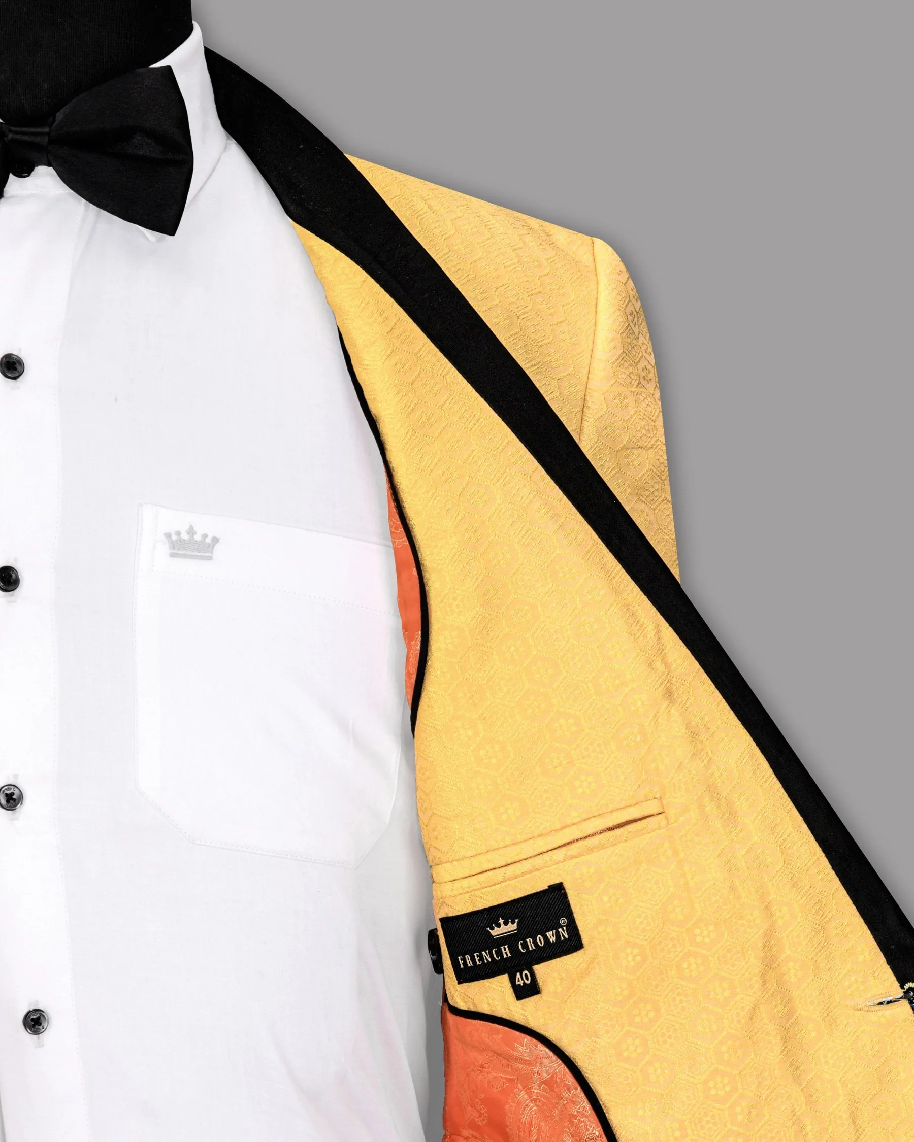 Chardonnay Jacquard Patterned Designer Tuxedo Blazer