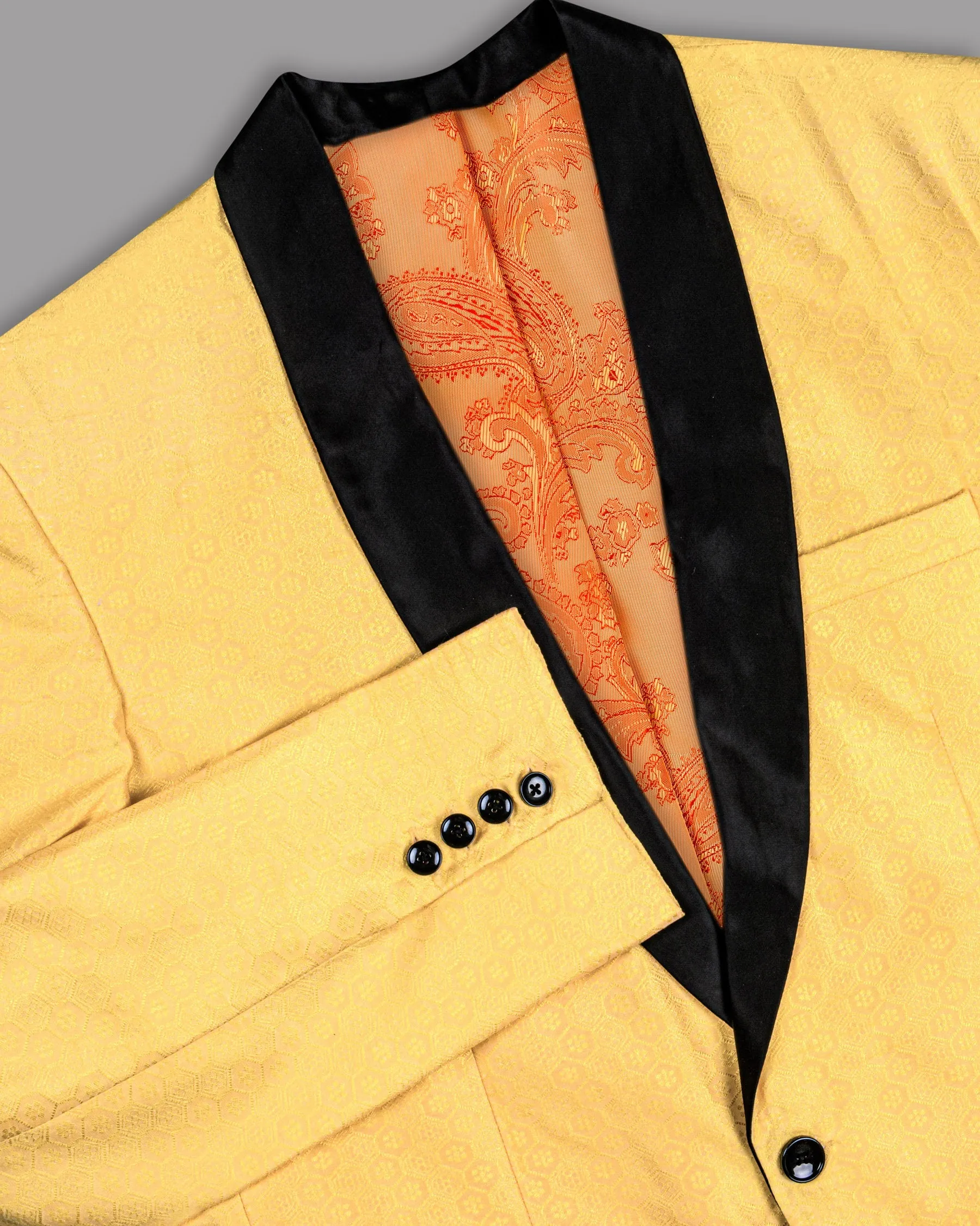 Chardonnay Jacquard Patterned Designer Tuxedo Blazer