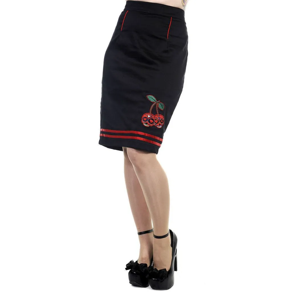 Cherry Skull Womens Pencil Skirt