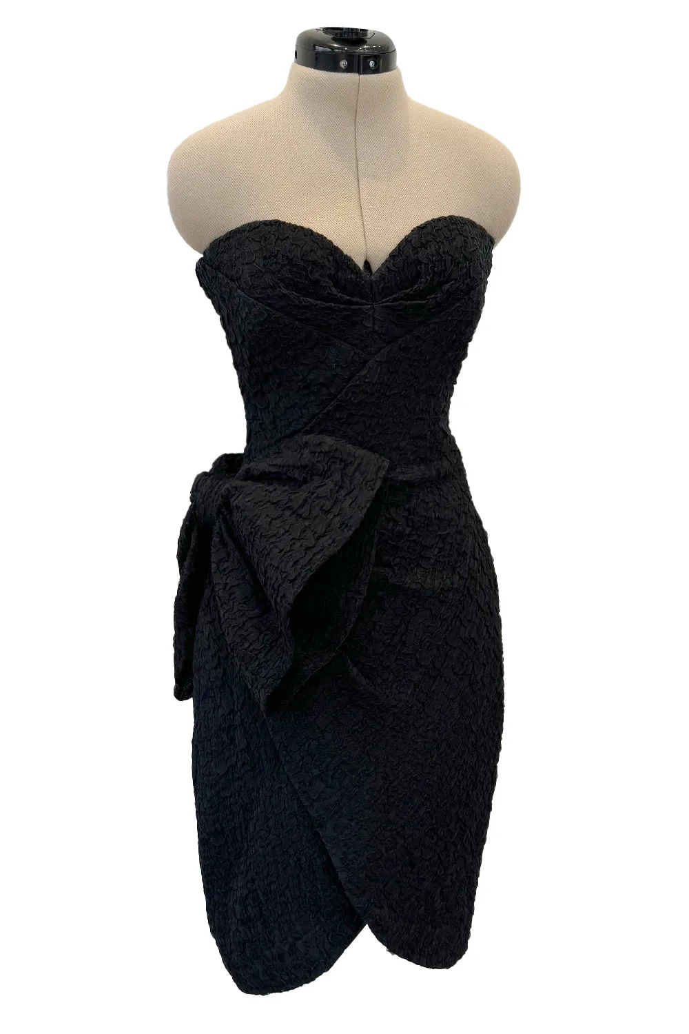 Christian Dior by Marc Bohan Spring 1988 Haute Couture Black Strapless w Bow