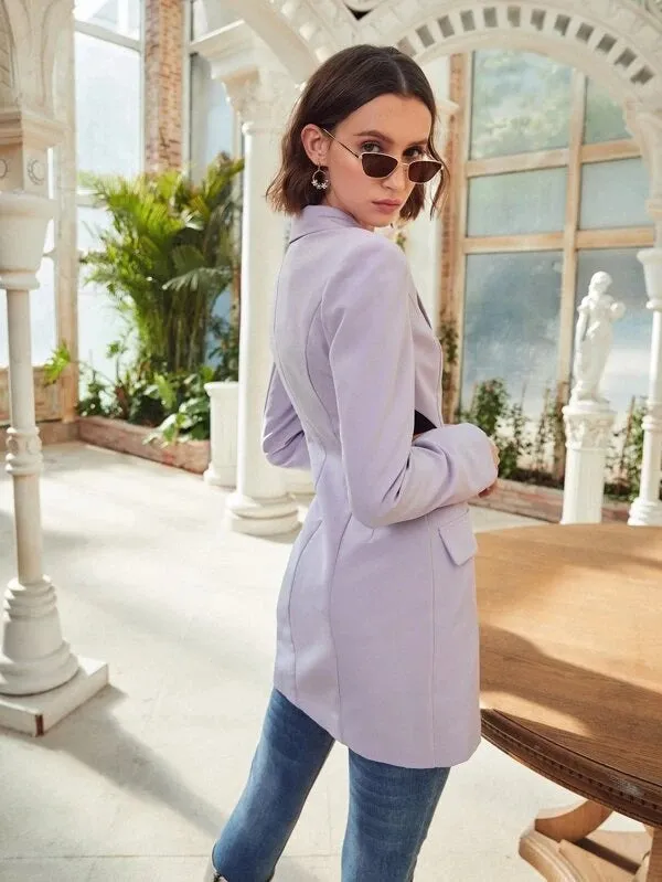 CM-CS178730 Women Elegant Seoul Style Notched Collar Single Breasted Cutout Blazer