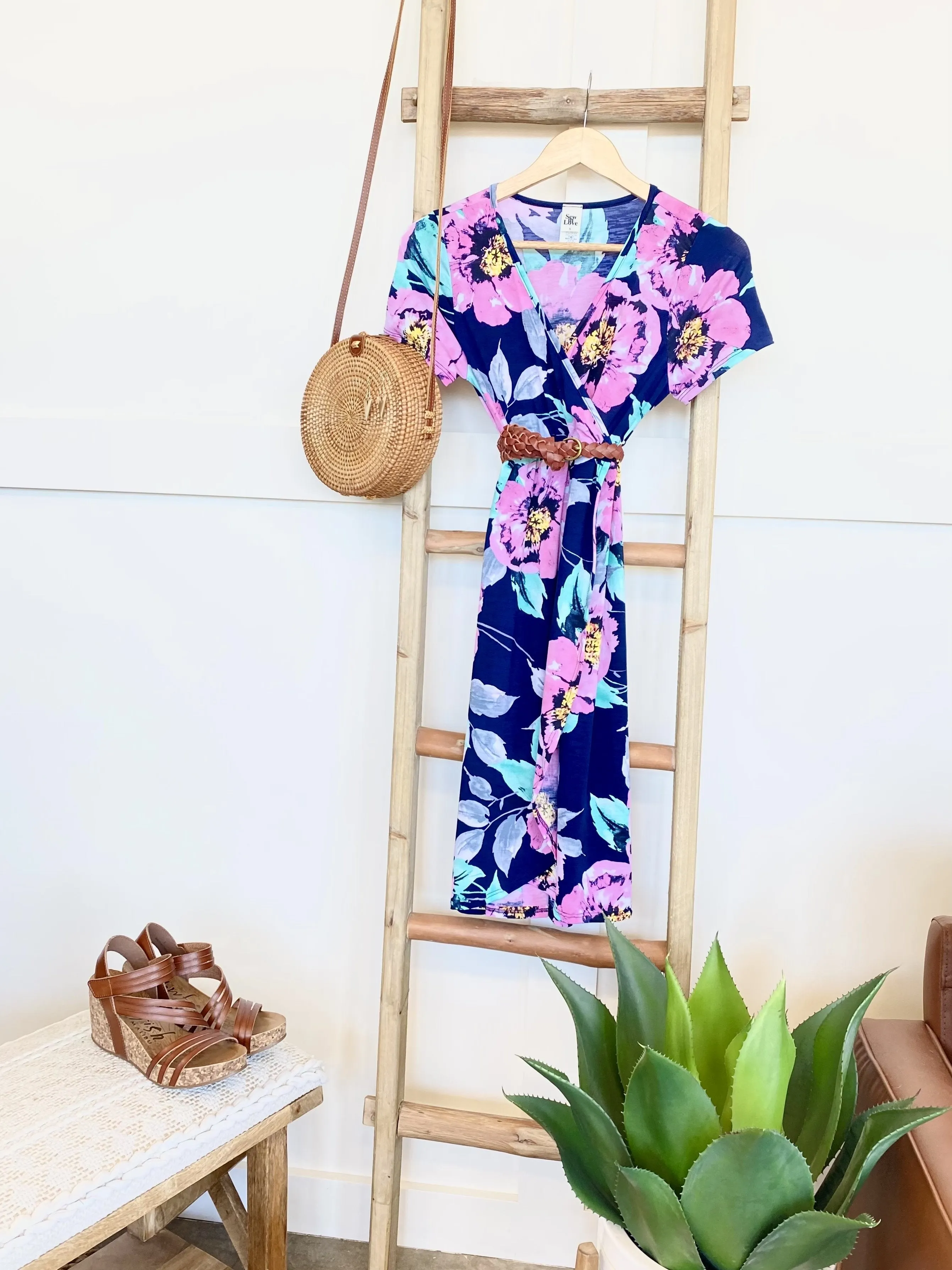 Come Away With Me Dress In Navy Floral