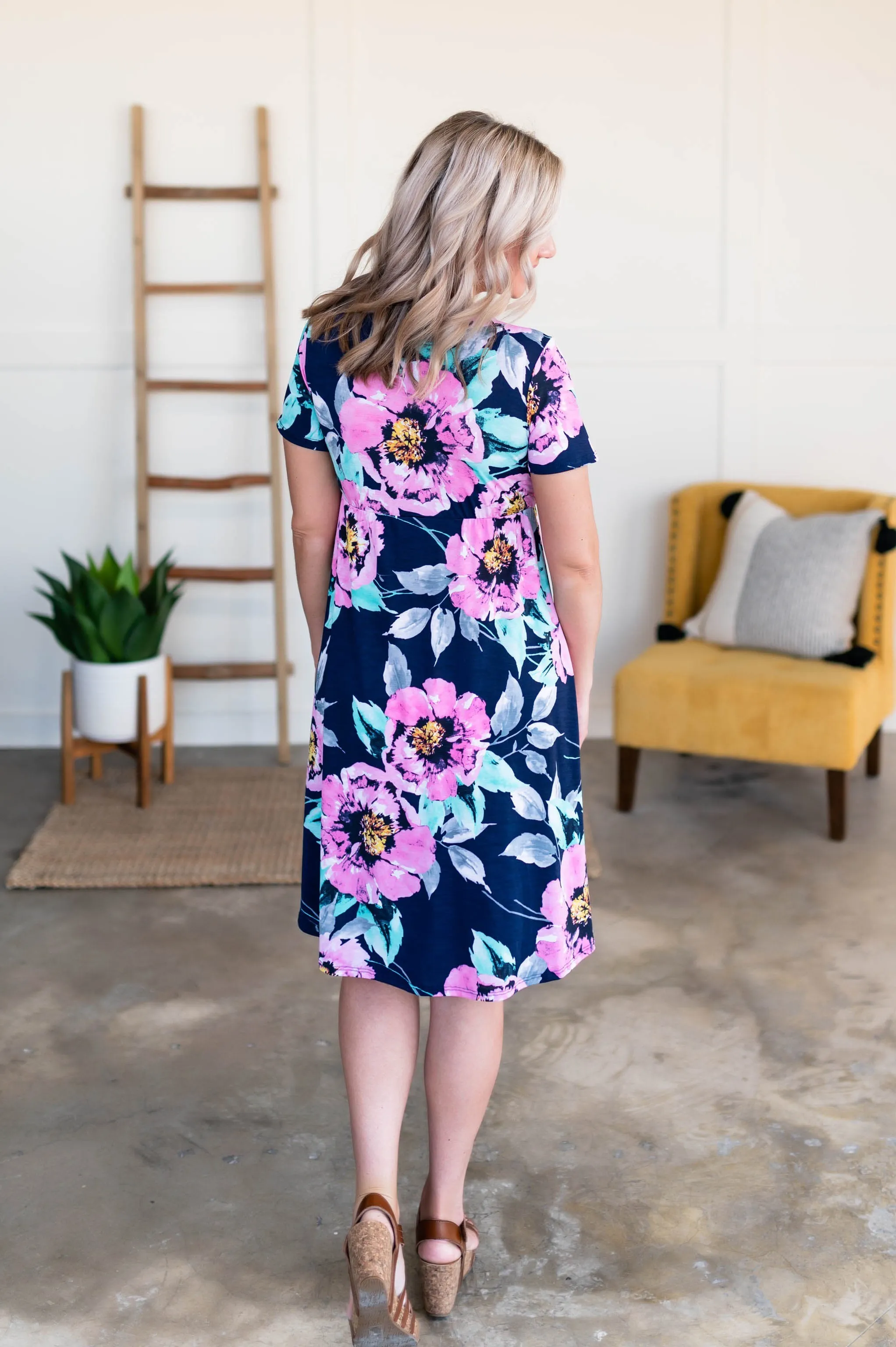 Come Away With Me Dress In Navy Floral
