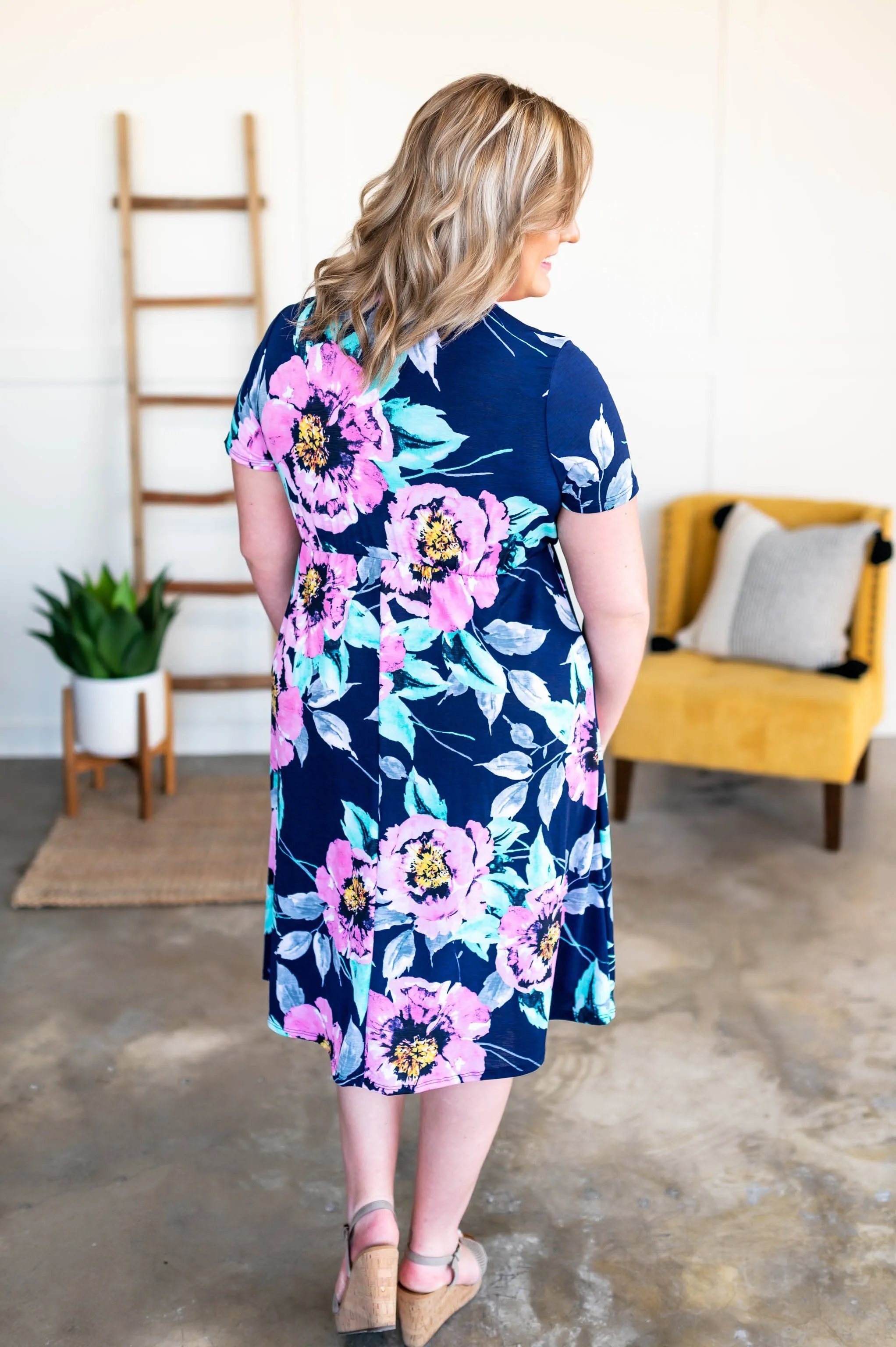 Come Away With Me Dress In Navy Floral