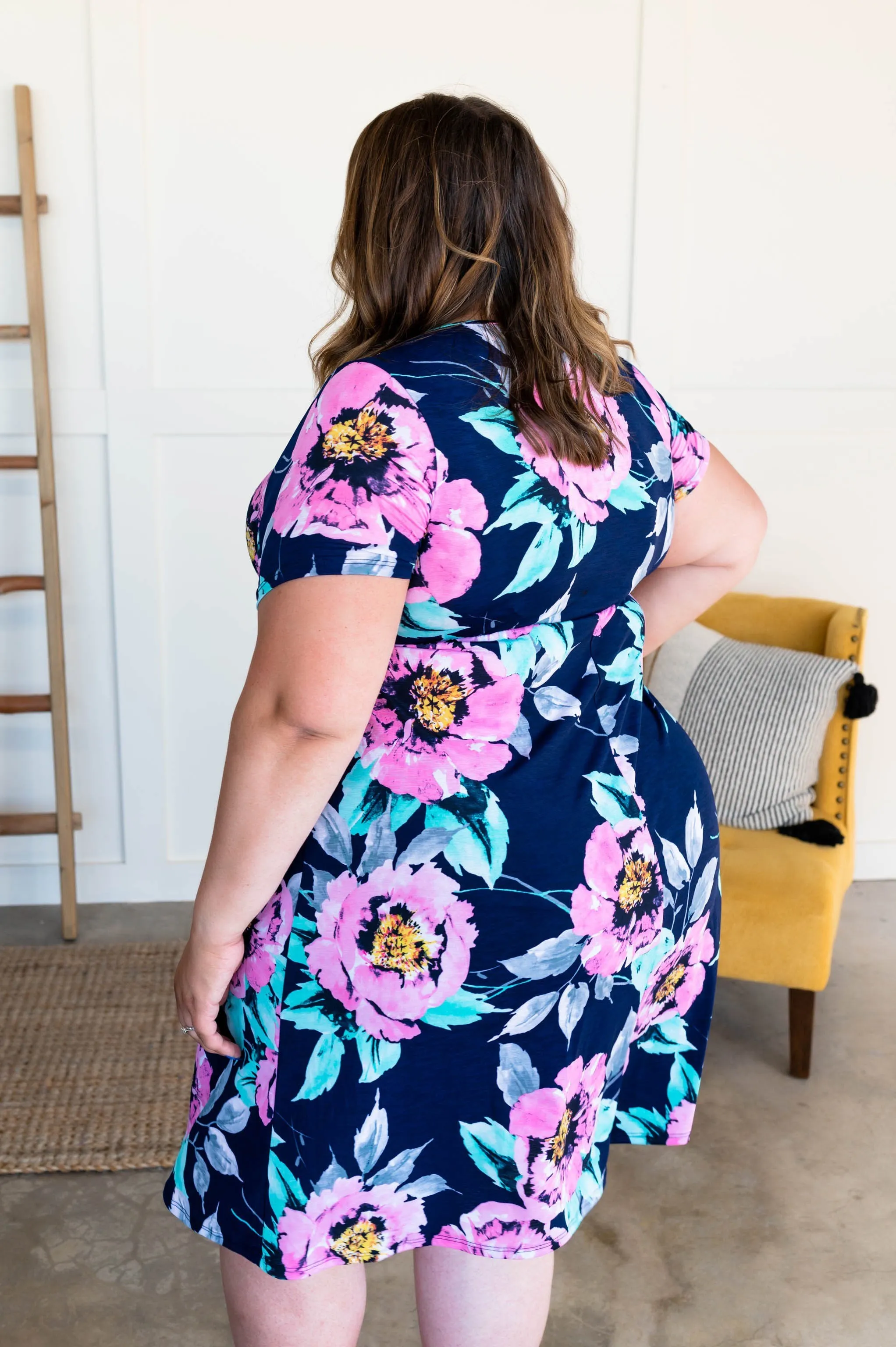 Come Away With Me Dress In Navy Floral