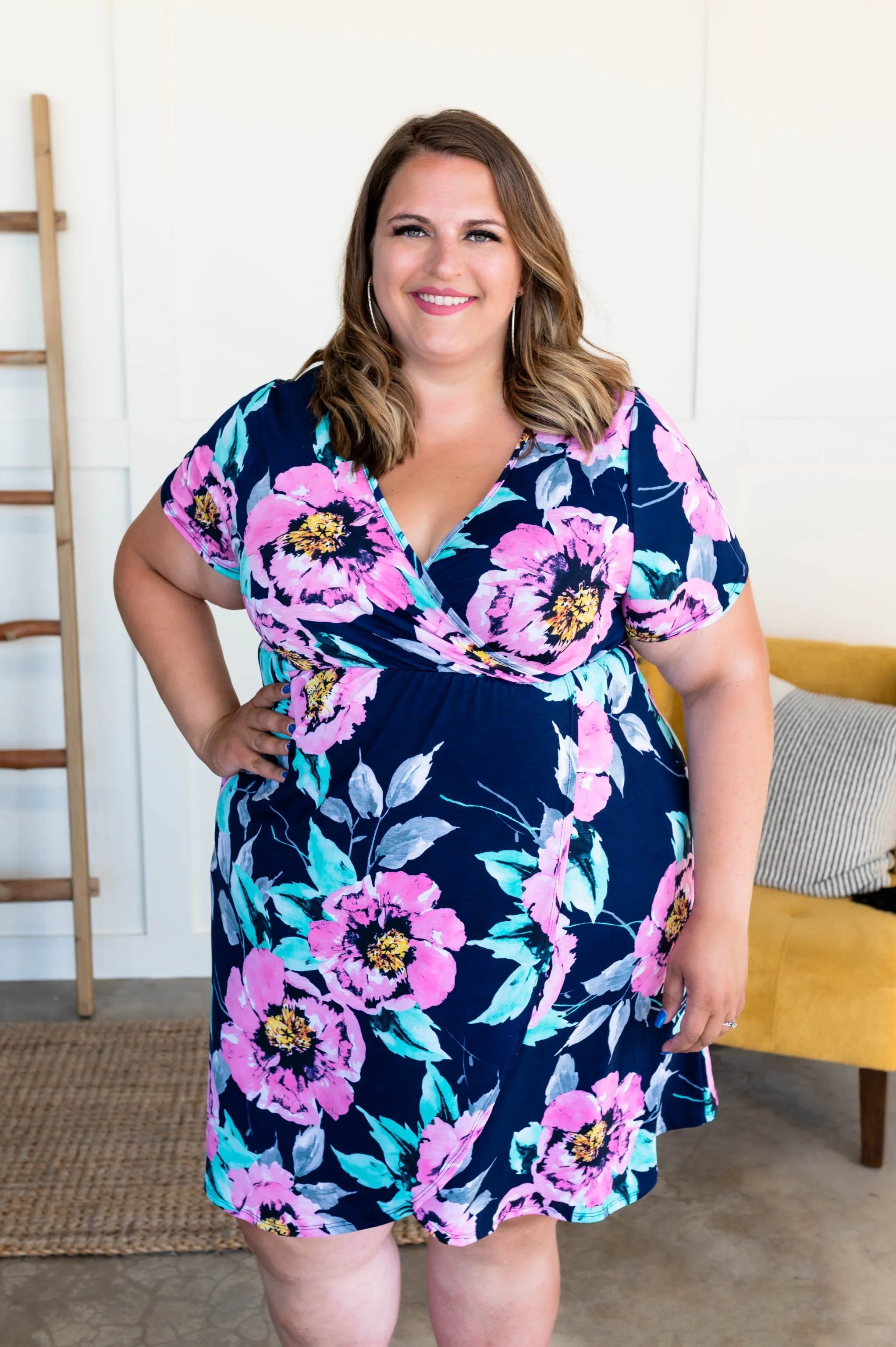 Come Away With Me Dress In Navy Floral