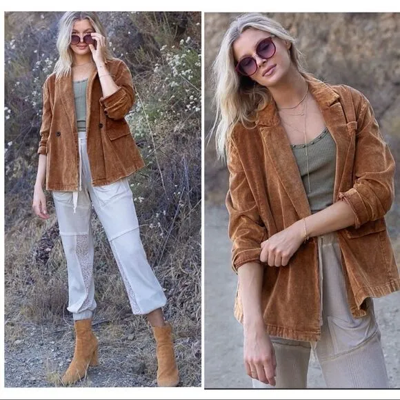 Copy - 𝅺POL Casual Cotton Corduroy Jacket in Caramel