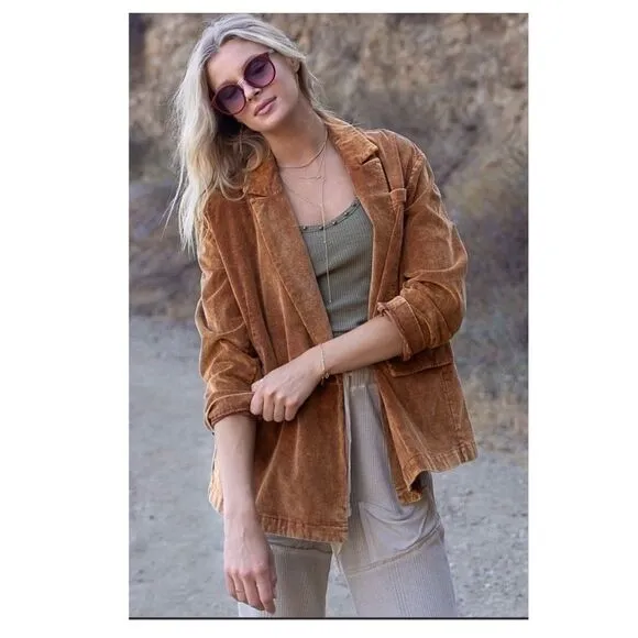 Copy - 𝅺POL Casual Cotton Corduroy Jacket in Caramel