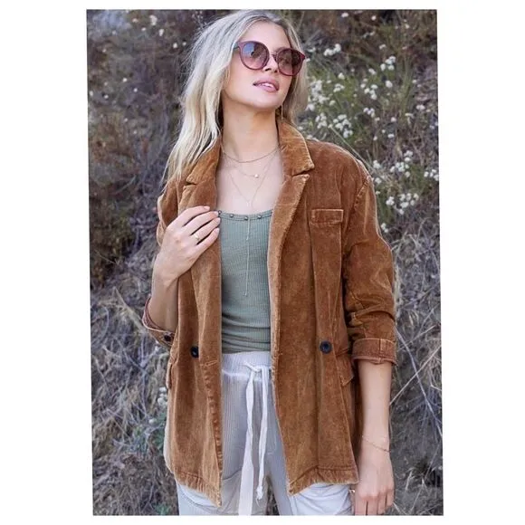 Copy - 𝅺POL Casual Cotton Corduroy Jacket in Caramel