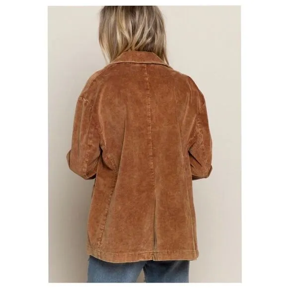 Copy - 𝅺POL Casual Cotton Corduroy Jacket in Caramel