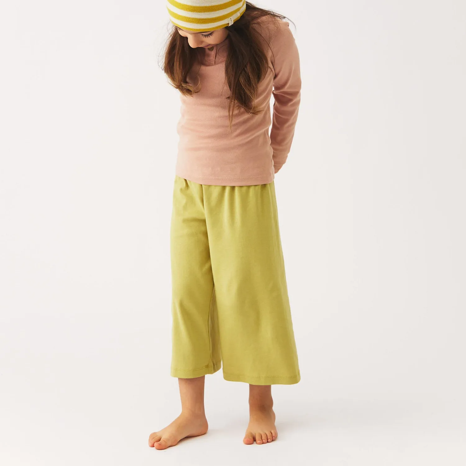 Cotton Wide Leg Trousers - Spring Leaf