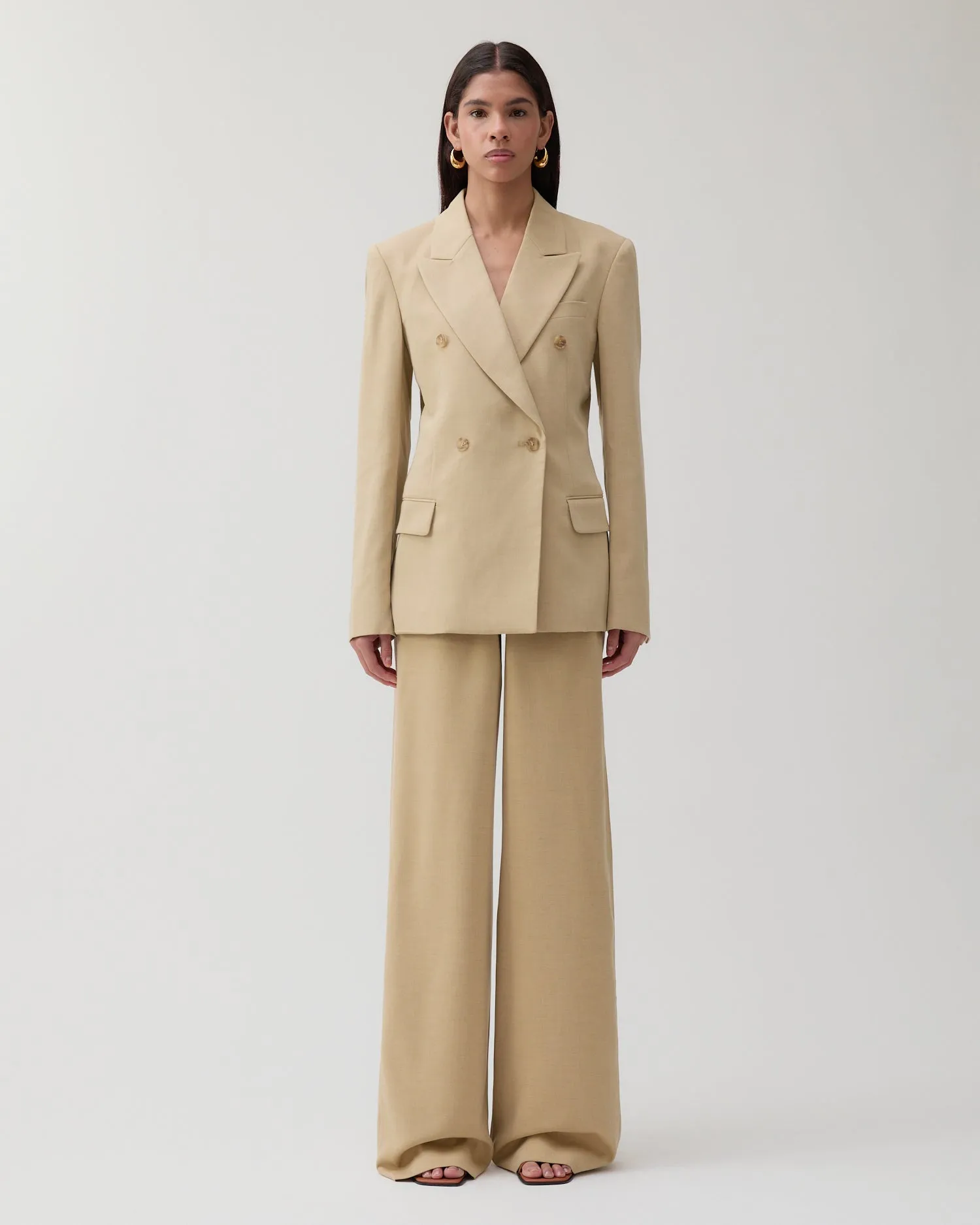 Dana Blazer Tencel Blend Suiting Beige