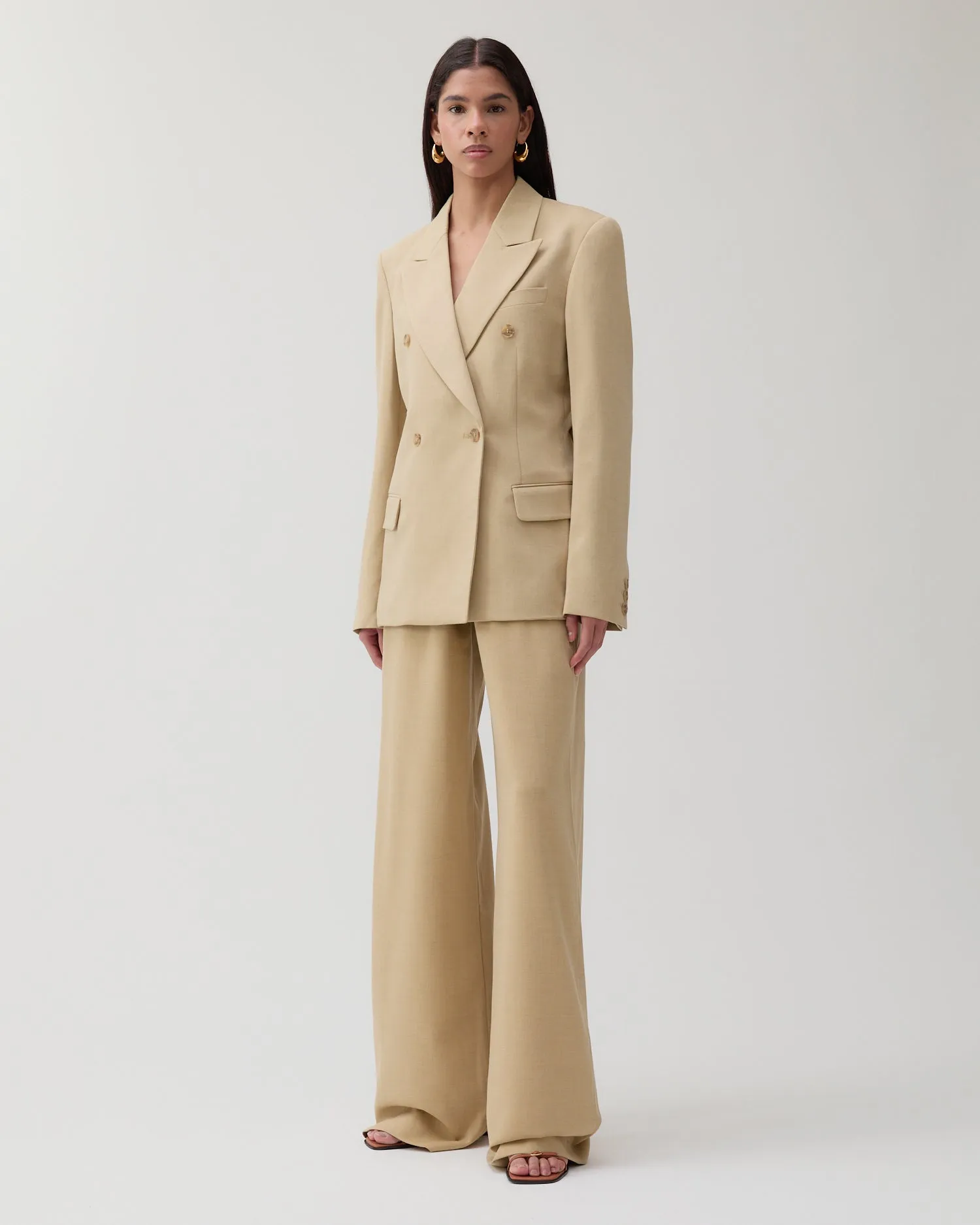 Dana Blazer Tencel Blend Suiting Beige