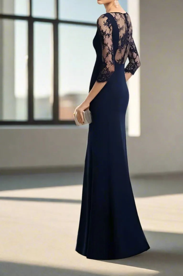Delicate Sheath Scoop Neck Floor Length Wedding Party Dress