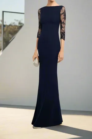 Delicate Sheath Scoop Neck Floor Length Wedding Party Dress