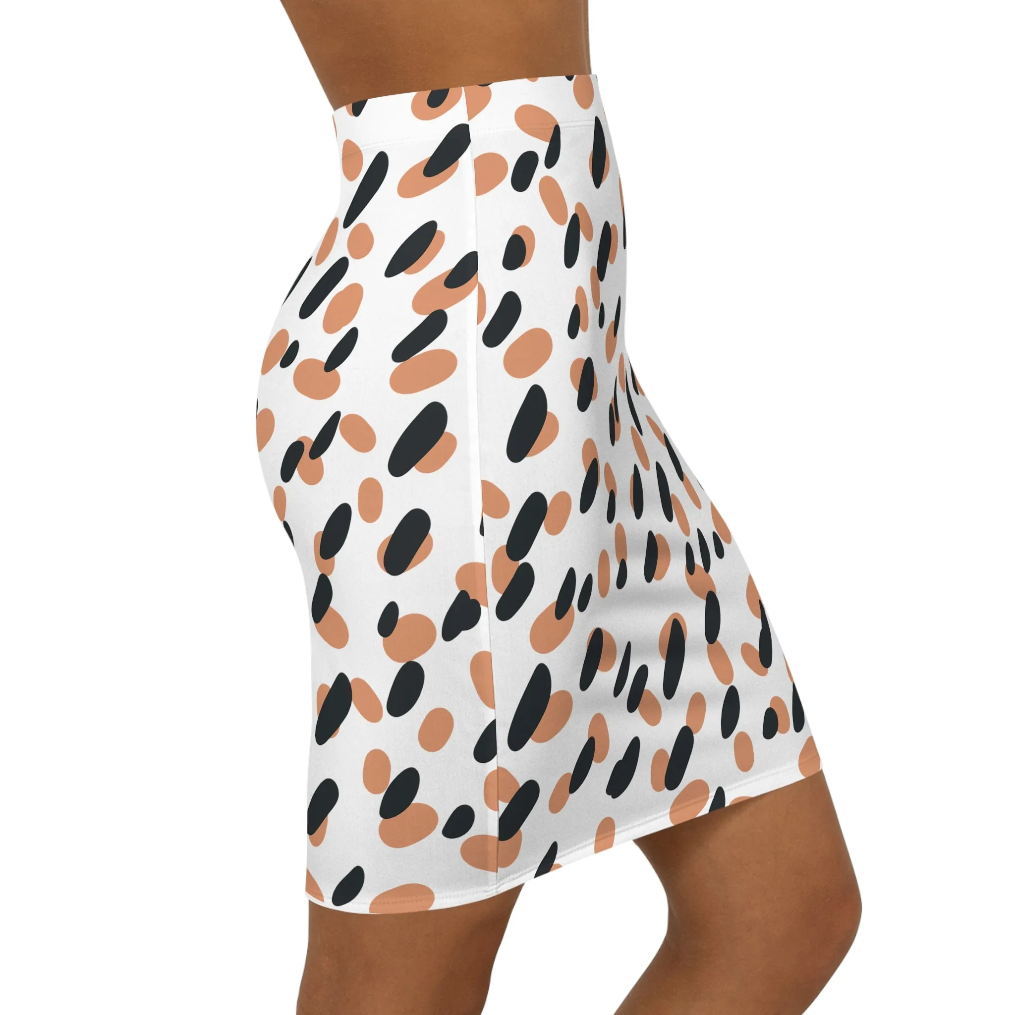 Dotted Mid-Waist Pencil Skirt