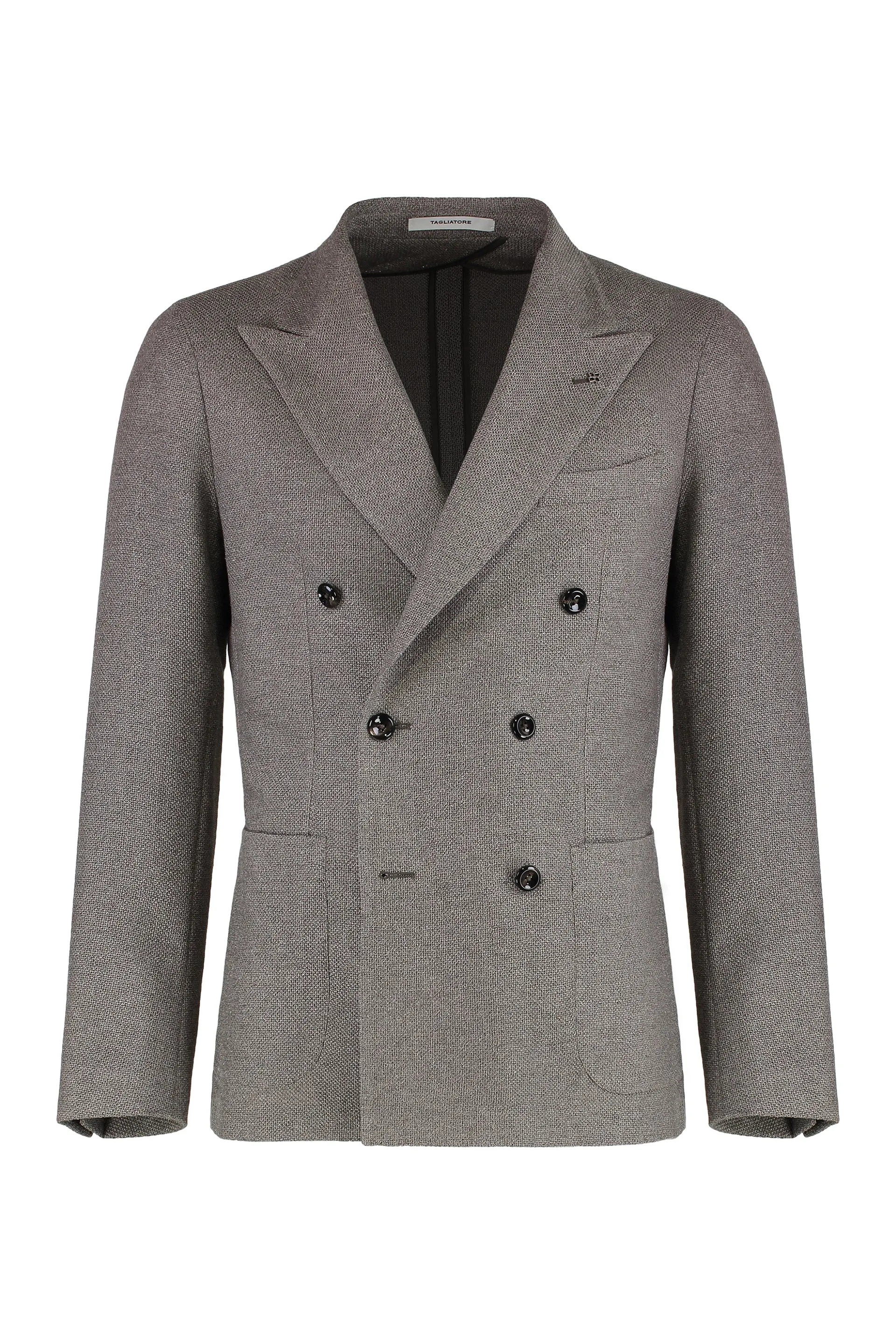 Double-breasted wool and silk jacket