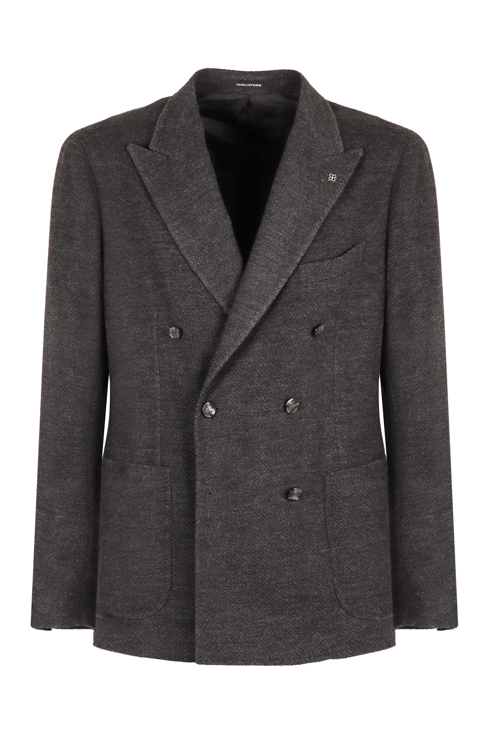 Double-breasted wool blend jacket