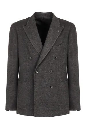 Double-breasted wool blend jacket