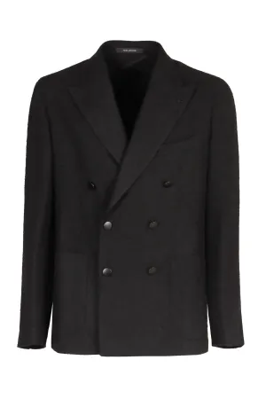 Double-breasted wool blend jacket