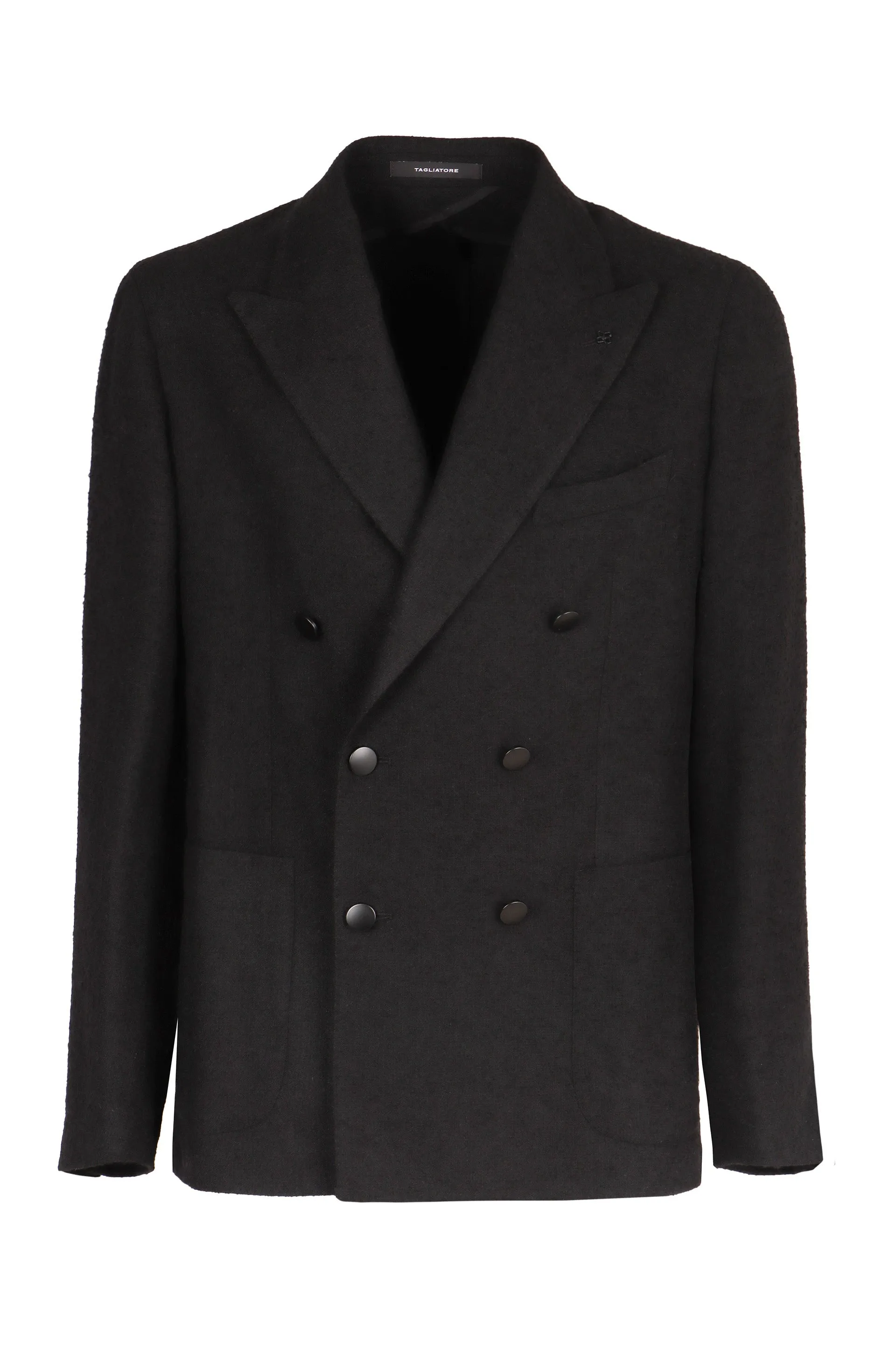 Double-breasted wool blend jacket