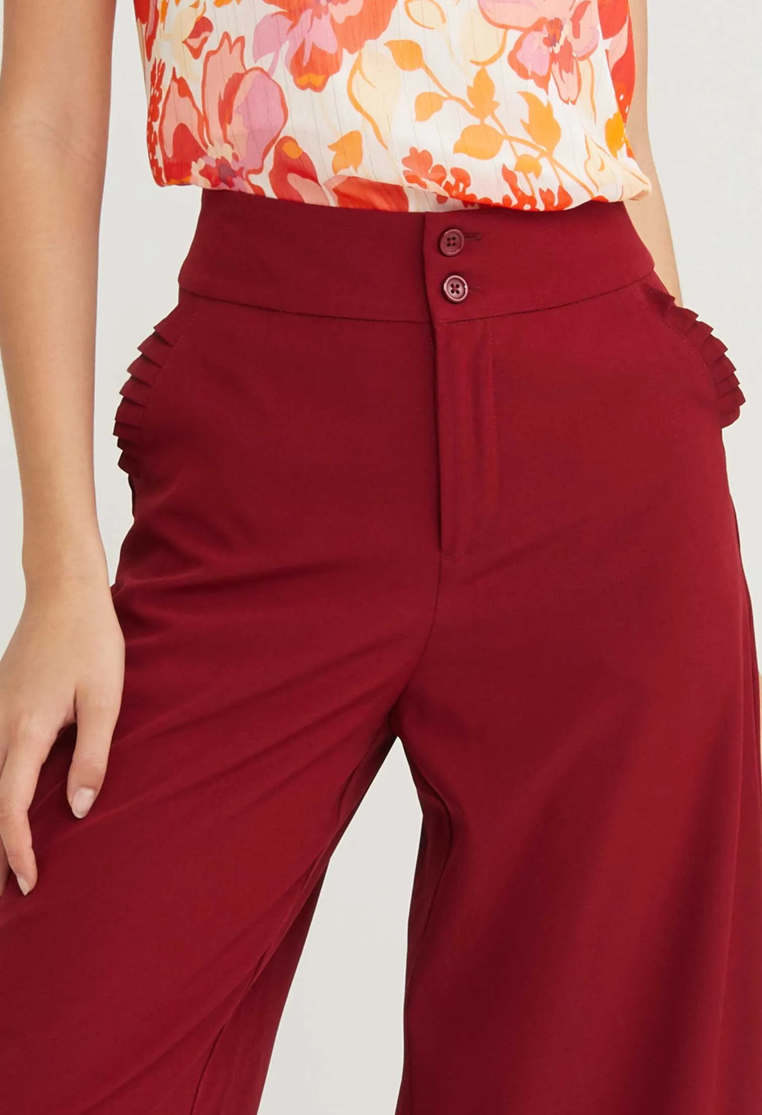 Dual Accent Wide Leg Trousers
