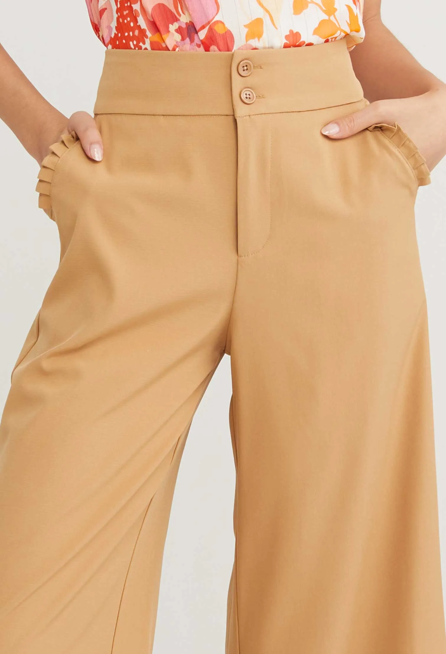 Dual Accent Wide Leg Trousers