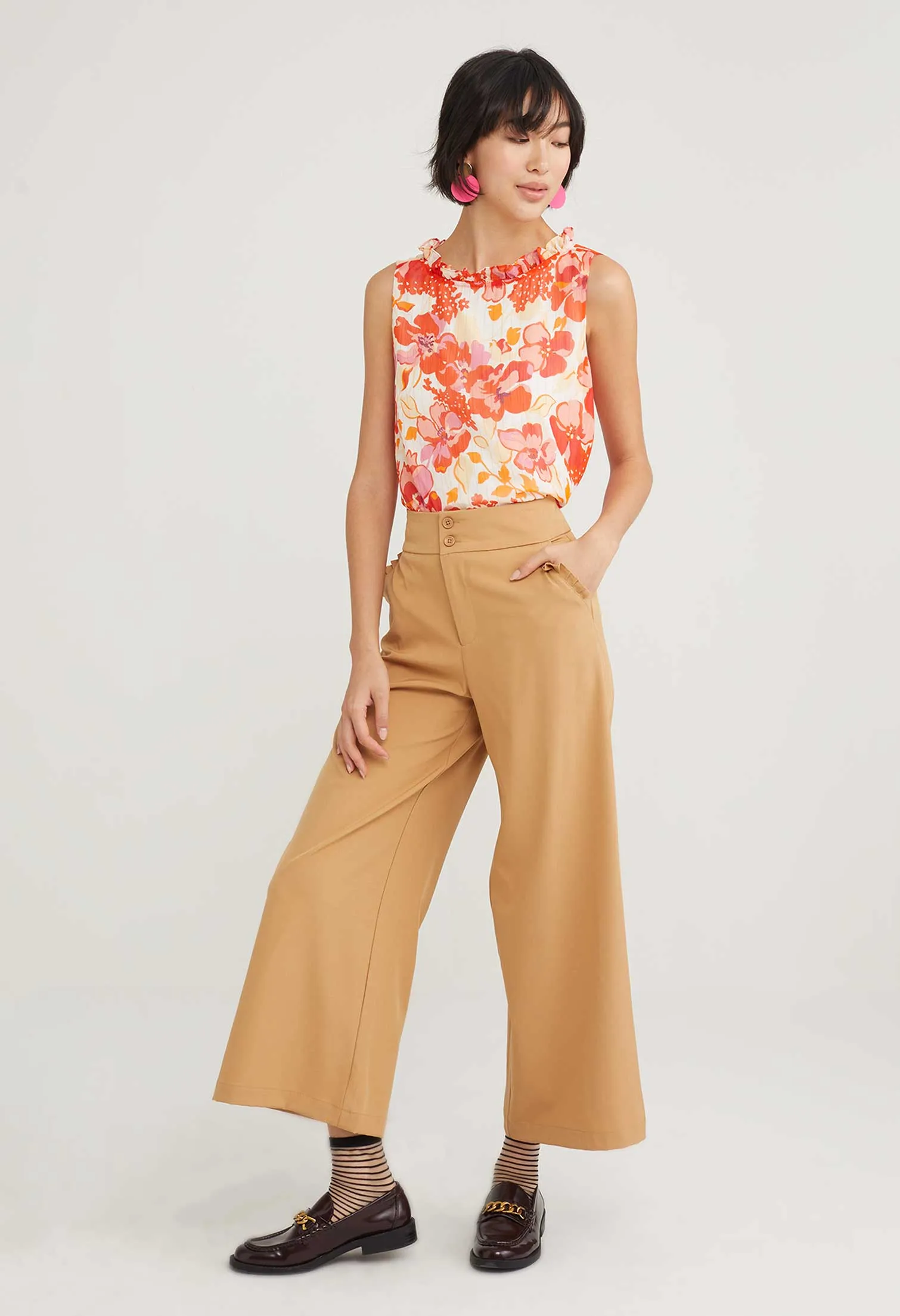 Dual Accent Wide Leg Trousers