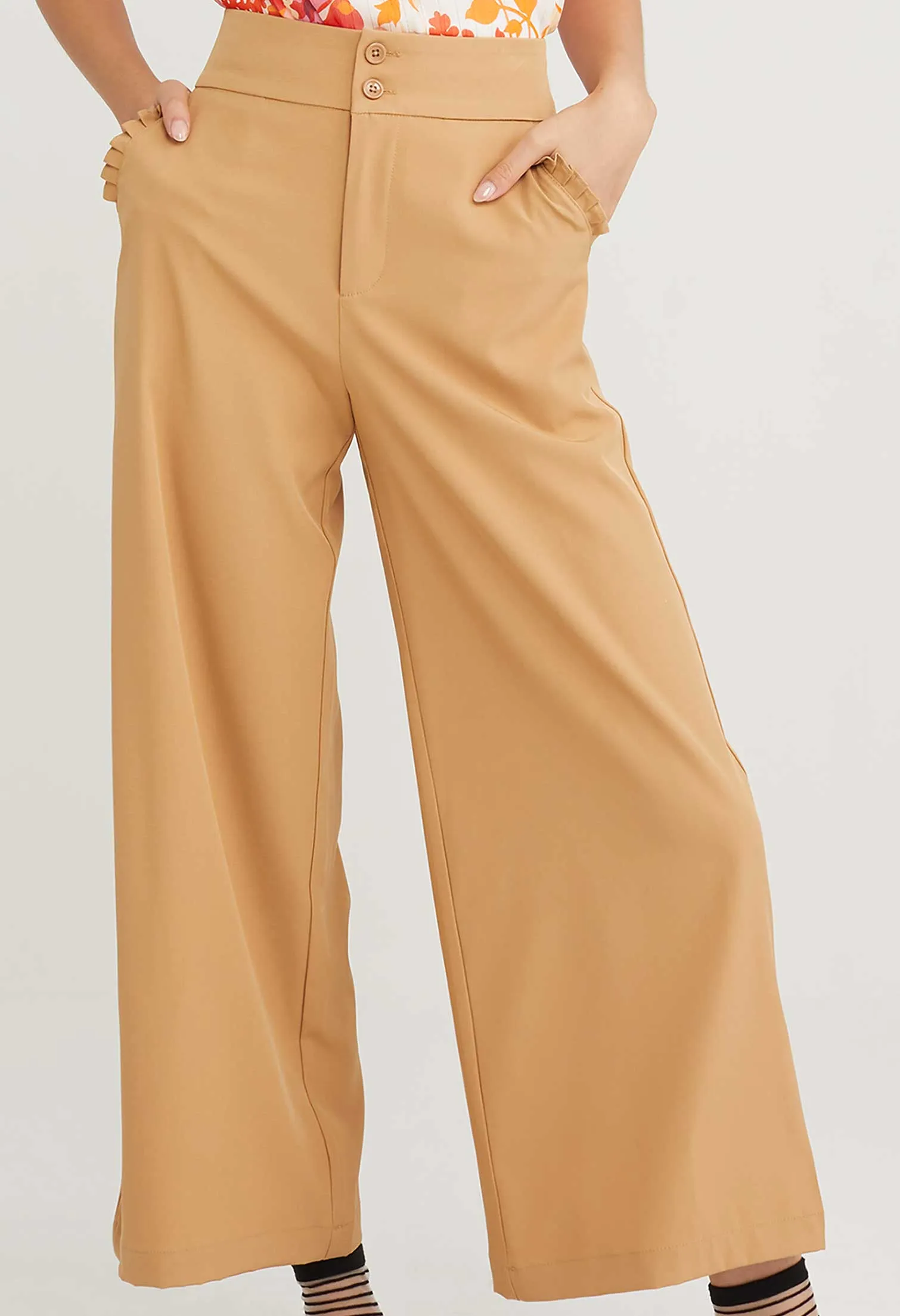 Dual Accent Wide Leg Trousers