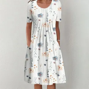 Elegant Casual A Line Dress Short Sleeves, Loose Fit