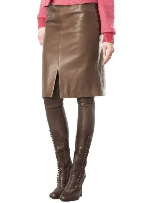 Elegant Pencil Fit Leather Skirt