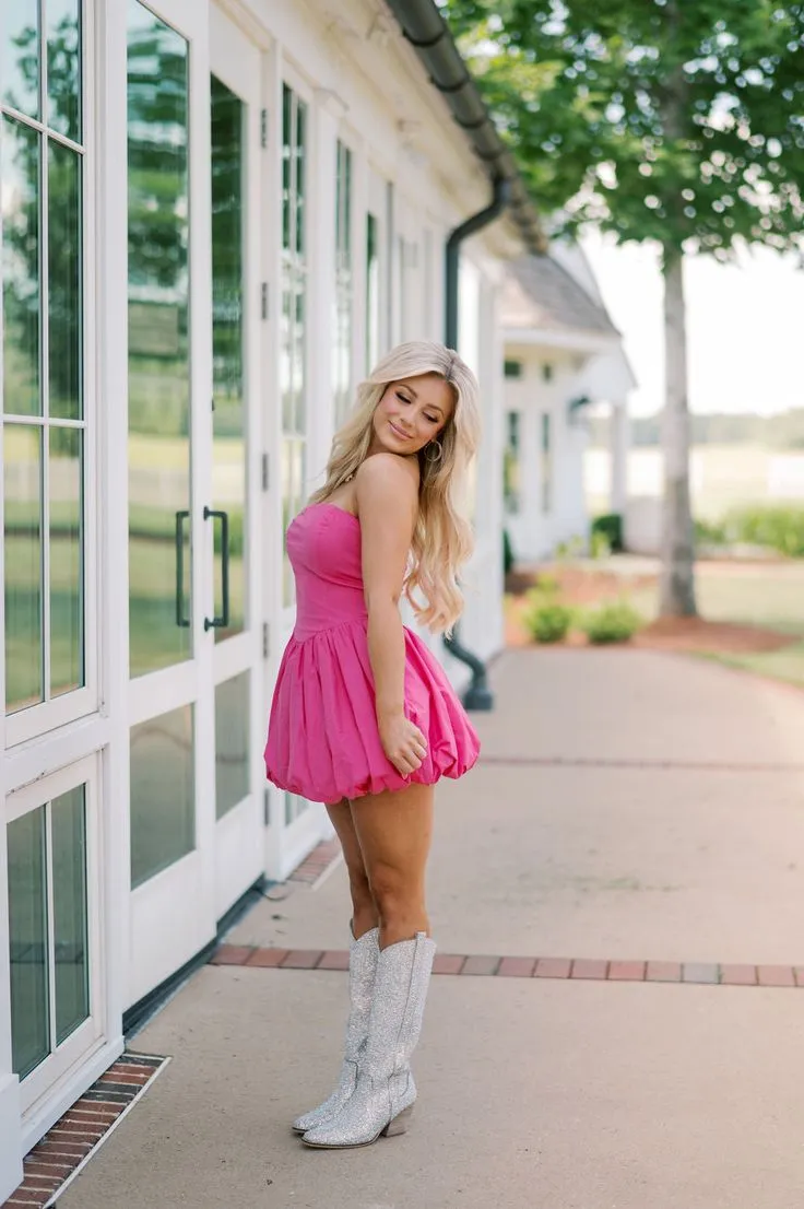 Elegant Pink Strapless Bubbles Simple Cheap Sheath Short Homecoming Dresses, QB0526