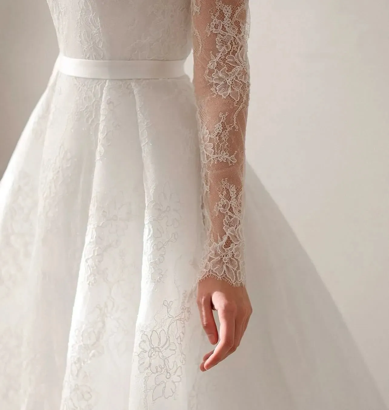 Elegant Princess Wedding Dresses Women A-Line Long Sleeve Lace Wedding Gown Boho Bridal Ball Prom Dress Customized