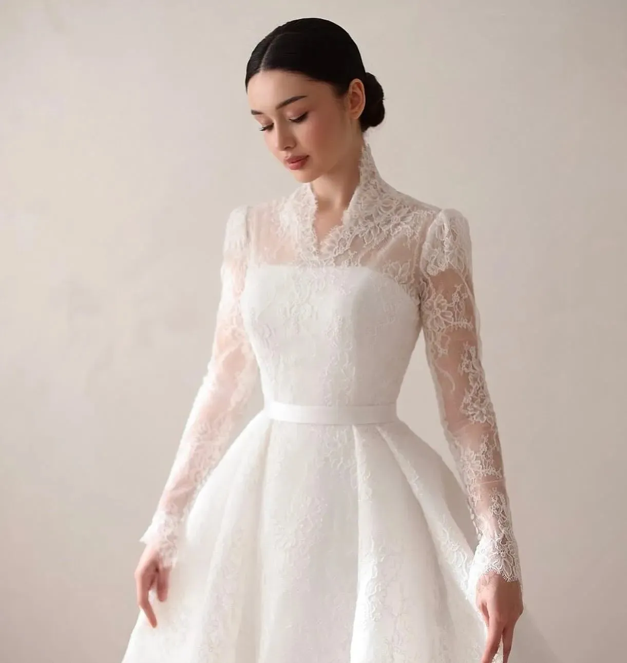 Elegant Princess Wedding Dresses Women A-Line Long Sleeve Lace Wedding Gown Boho Bridal Ball Prom Dress Customized