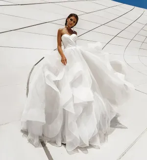 Elegant Simple Wedding Dresses For Women A-Line Sleeveless Bridal Robes Tiered Tulle Gowns For Formal Party Vestidos De Novia