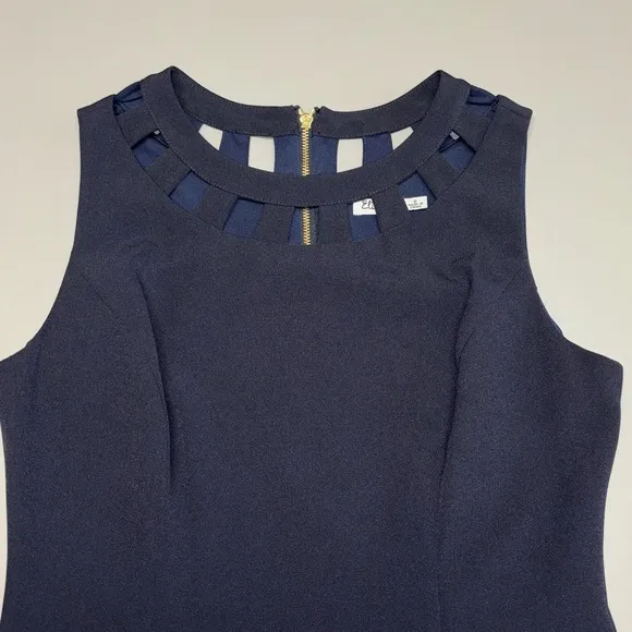 Eliza J Navy Blue Dress Cutout Sheath size 8