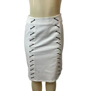 Ellen Tracy Womens White Lace-Up Midi Pencil Skirt Size 2